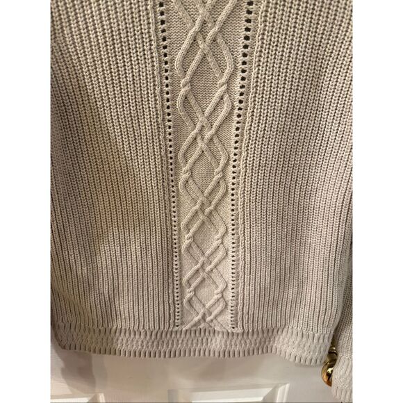 ANR+ Presented by Alp n Rock Beige Collared White Stripe Sleeve Sweater sz S EUC - Picture 3 of 8
